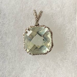 Green amethyst pendant in sterling silver